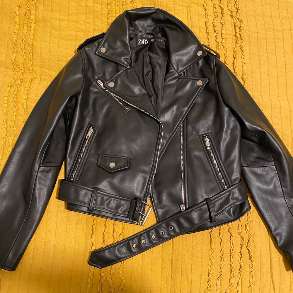 Zara Faux Leather Jacket Black Size XL